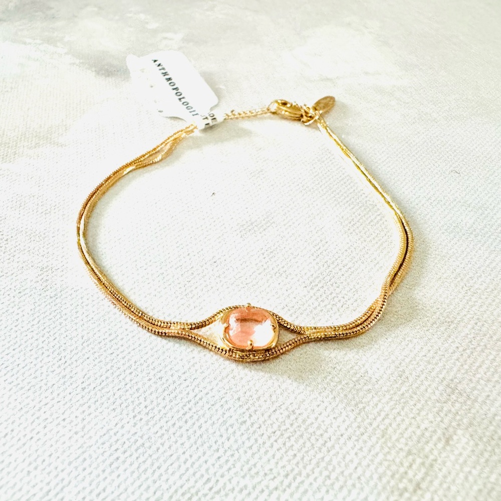 Anthropologie Dainty Stone Bracelet in Peach, Delicate Design